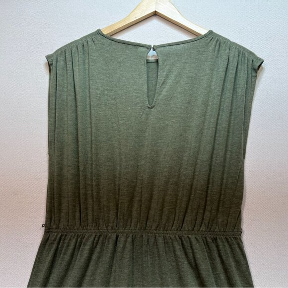 Ann Taylor Loft Womens A-Line Blouson Midi Dress Small Green Sleeveless Casual - Picture 9 of 10